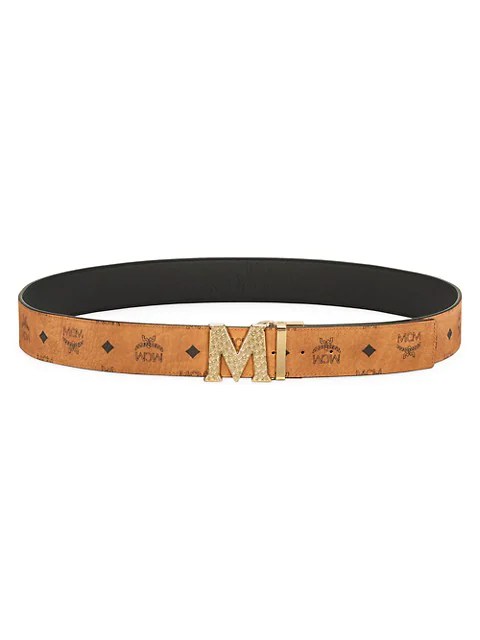 MCM Claus Reversible Belt - Iconic Cognac Visetos, Durable Leather, Versatile Style