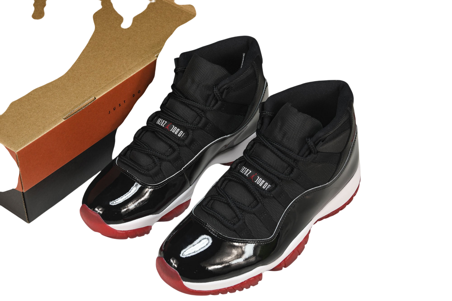 Air Jordan 11 Retro Playoffs Bred Sneakers – Iconic Black Red Basketball Shoe