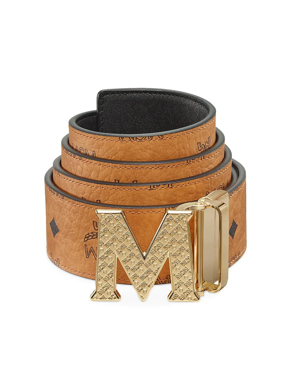 MCM Claus Reversible Belt - Iconic Cognac Visetos, Durable Leather, Versatile Style