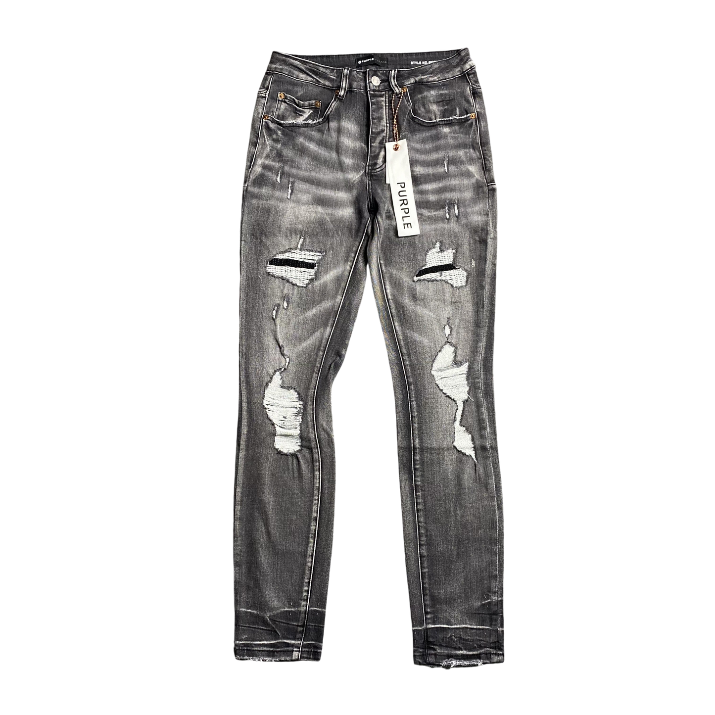 Premium Purple Brand Gray Denim Jeans for Men - Slim Fit Style