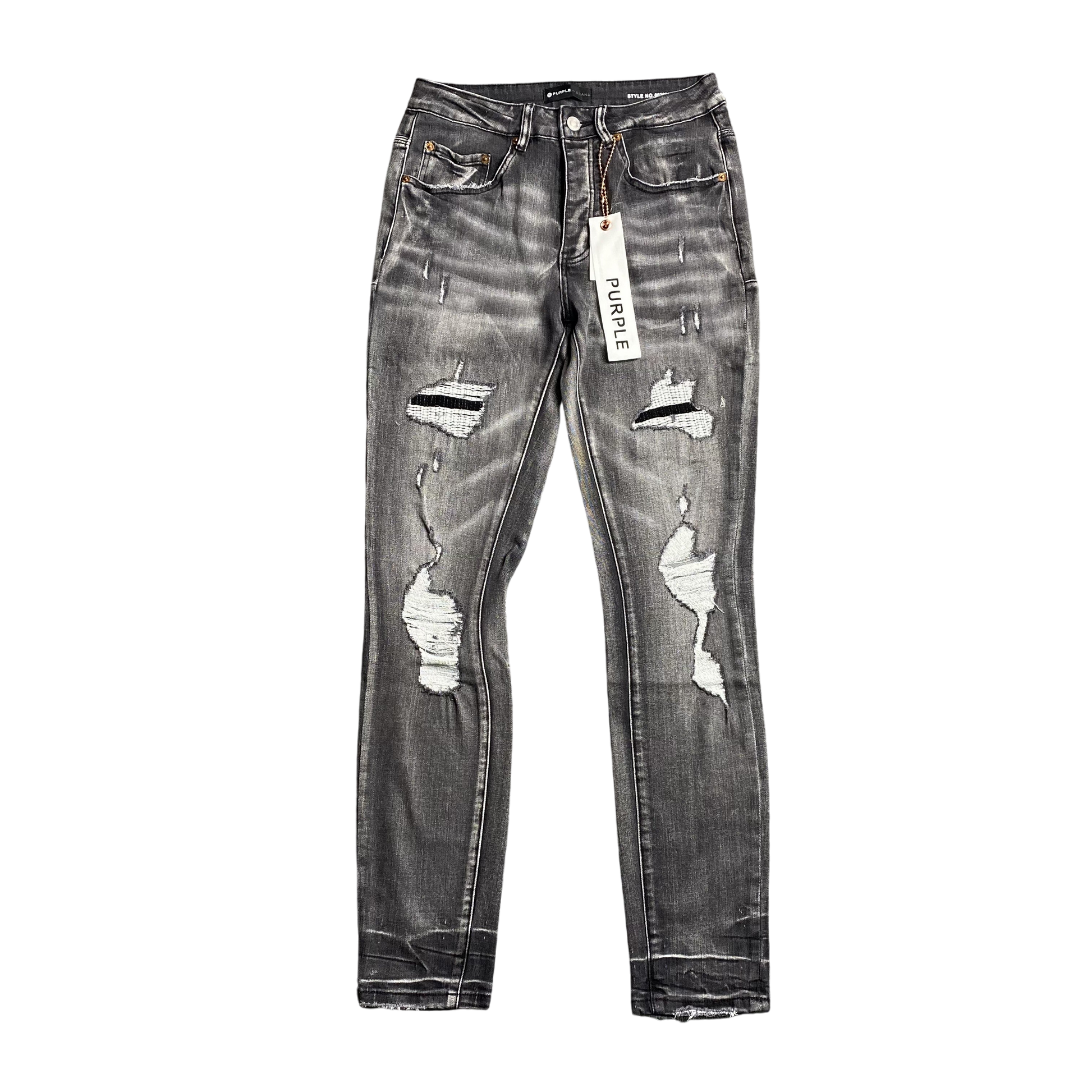 Premium Purple Brand Gray Denim Jeans for Men - Slim Fit Style