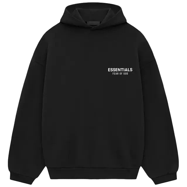 Fear Of God Essentials Black White Fleece Hoodie: Oversized Fit, Iconic Branding
