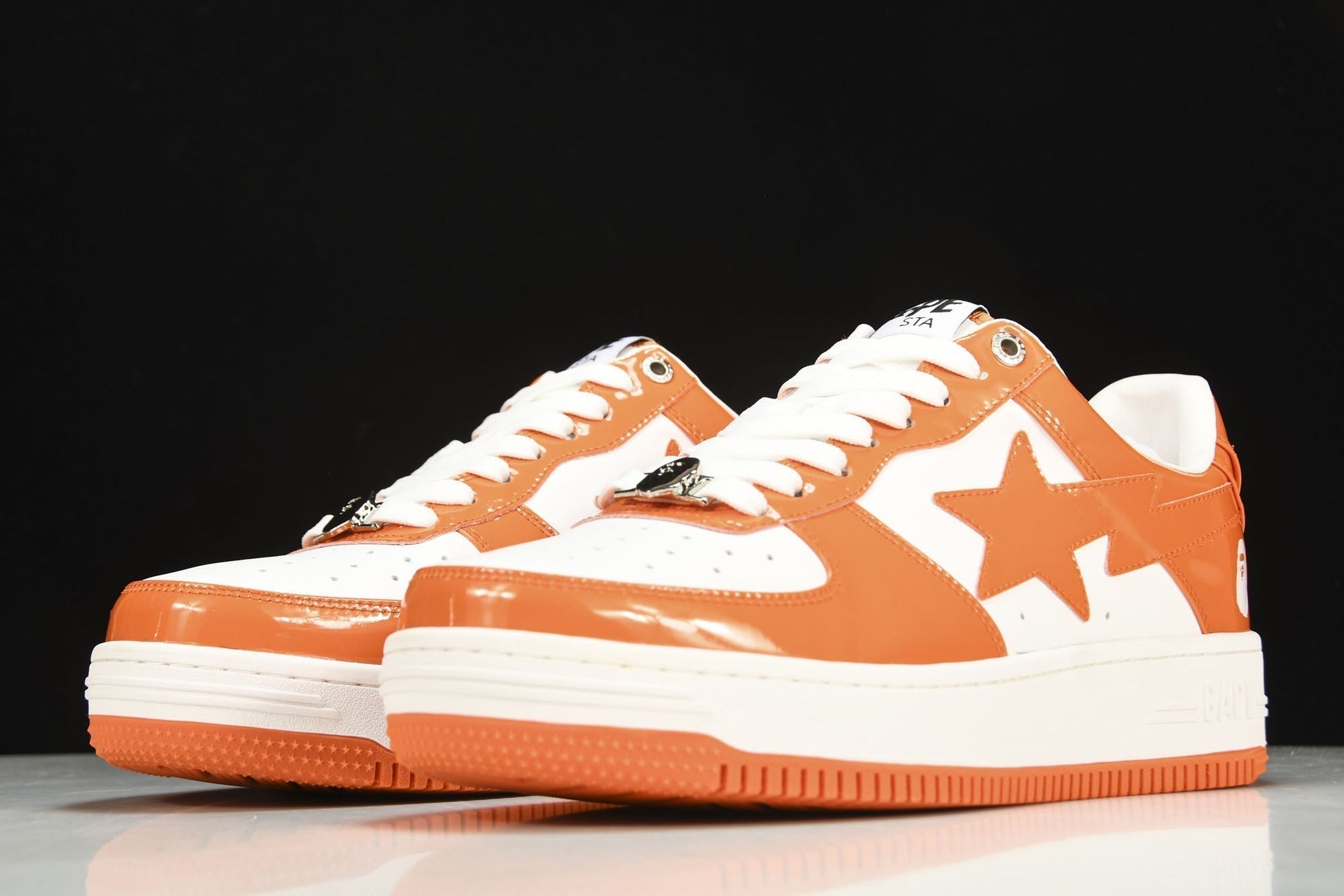 Vibrant BAPE STA Low Orange Leather Sneakers for Iconic Streetwear Style