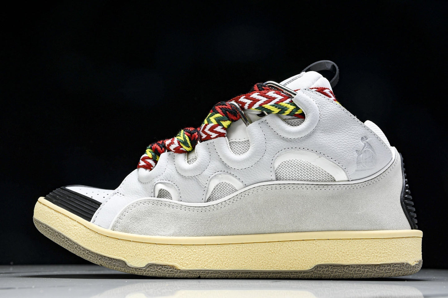 Lanvin Leather Curb Sneakers: Chunky White Ivory Designer Low-Top Shoes