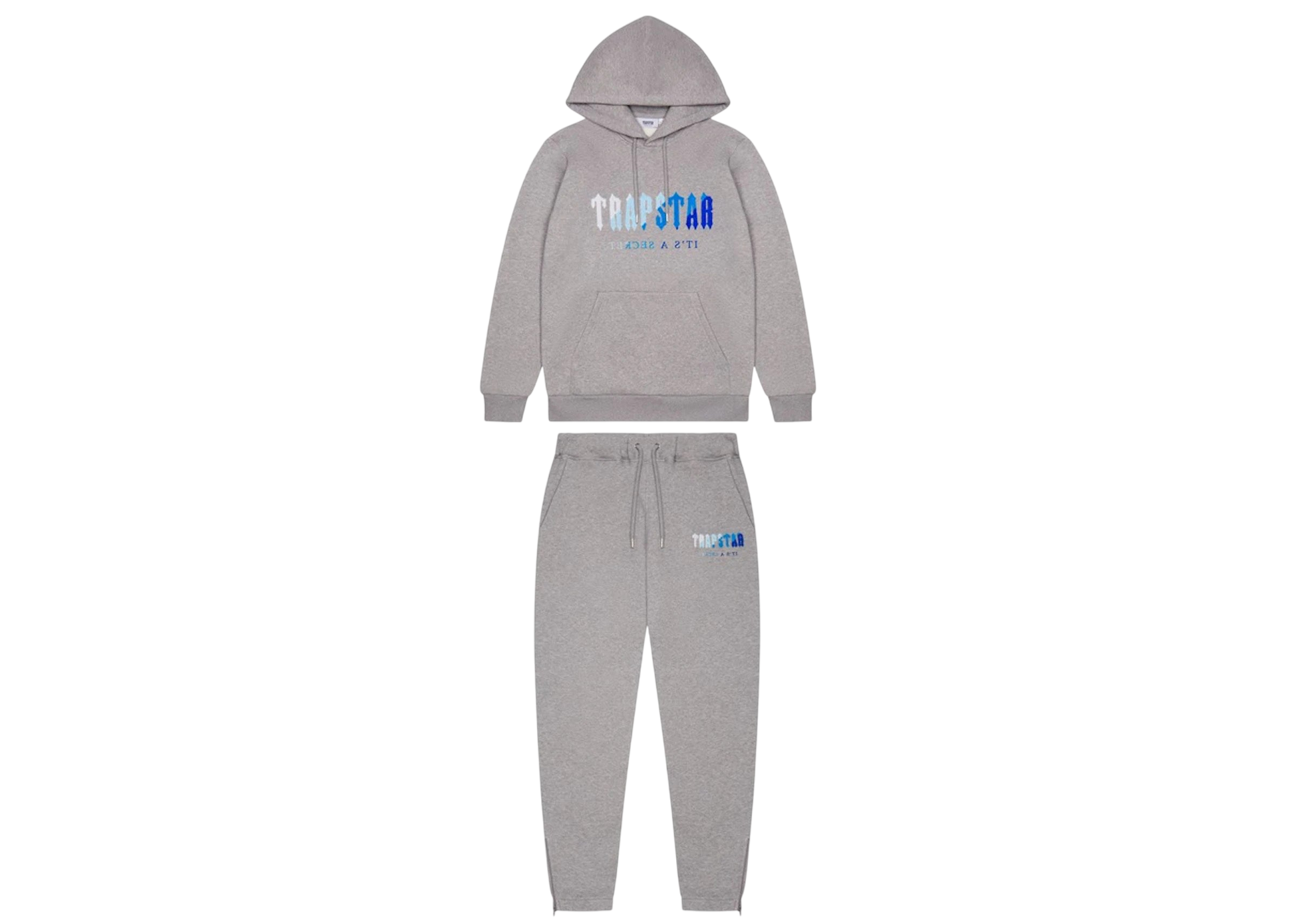 Trapstar Chenille Decoded Hoodie Tracksuit: Plush Comfort, Grey Ice 2.0 Edition