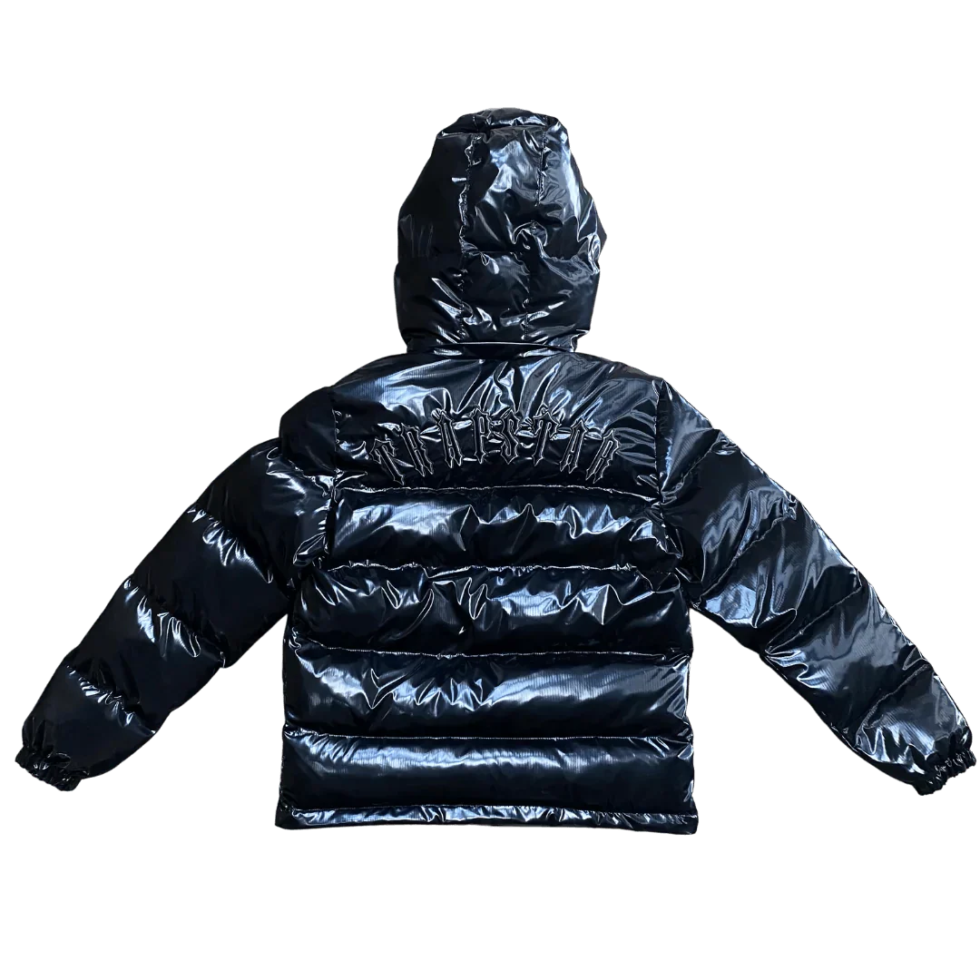 Shiny Black Irongate Hooded Puffer Jacket - VDRXPLG🔌