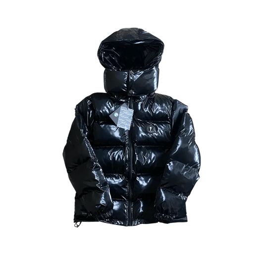Shiny Black Irongate Hooded Puffer Jacket - VDRXPLG🔌