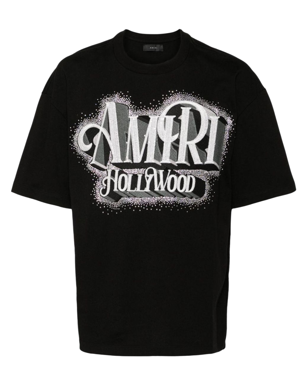 Amiri Hollywood Black White Cotton Crewneck T-Shirt Men's Luxury Fashion Tee