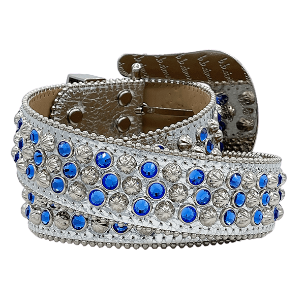 Dazzling B.B. Simon Lavasan Chrome Blue Crystal Belt - Sparkle & Style
