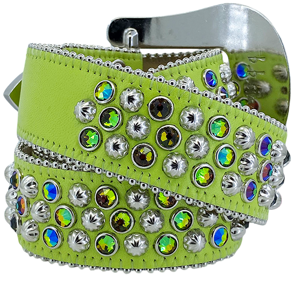 B B Simon Lavasan Dazzling Light Green Crystal Belt for Men Women