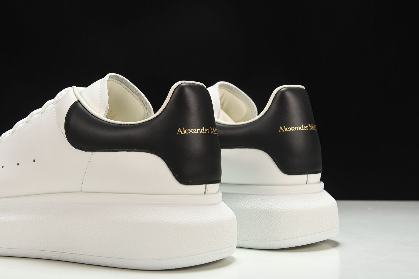 Luxury Alexander McQueen Oversized Black Leather Platform Sneakers for Men