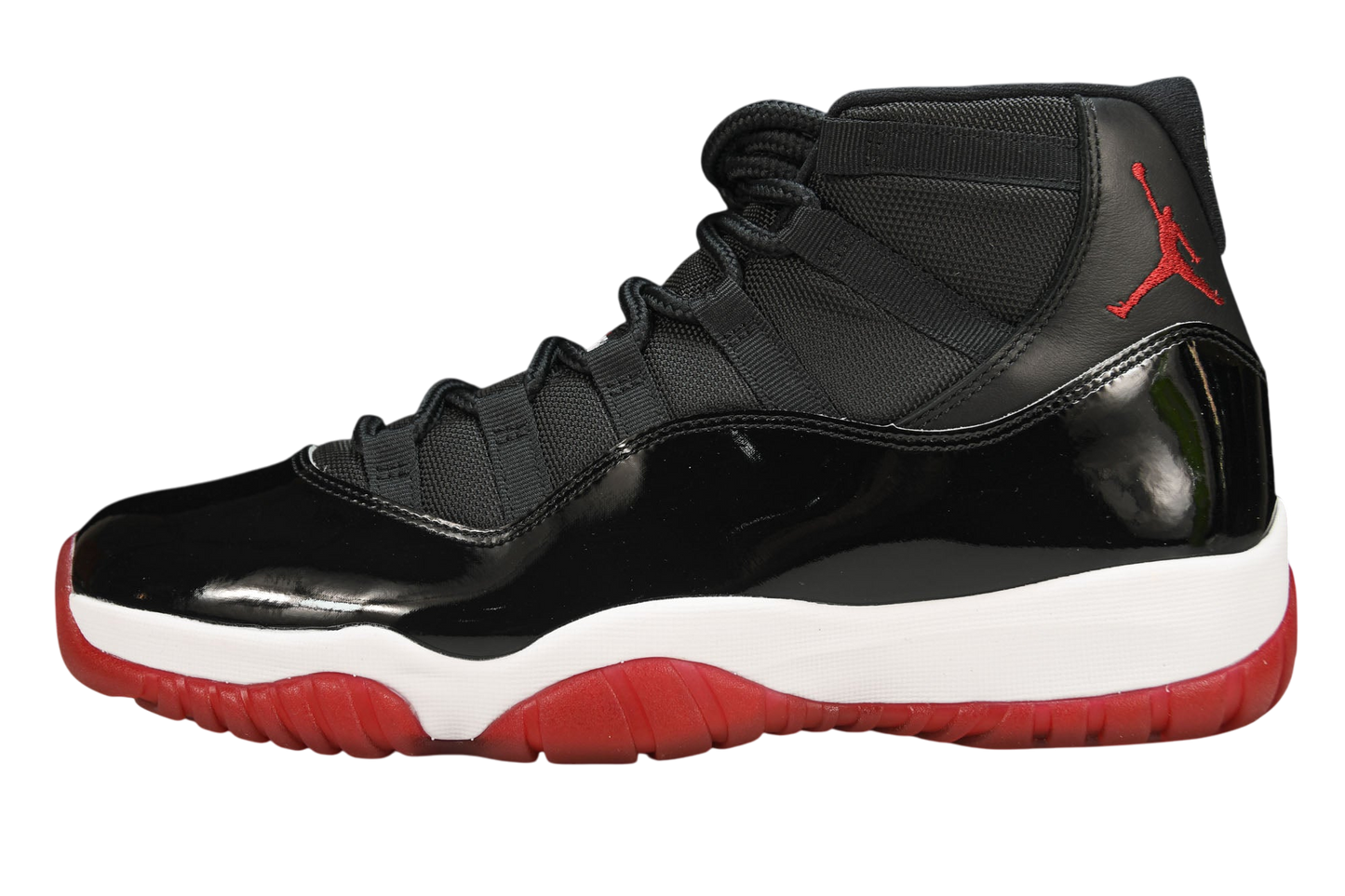 Air Jordan 11 Retro Playoffs Bred Sneakers – Iconic Black Red Basketball Shoe