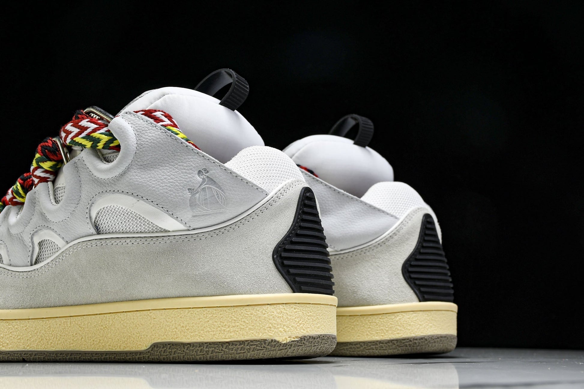 Lanvin Leather Curb Sneakers: Chunky White Ivory Designer Low-Top Shoes